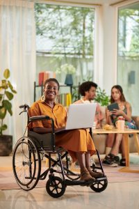 Woman with Disability Meeting with Coworkers